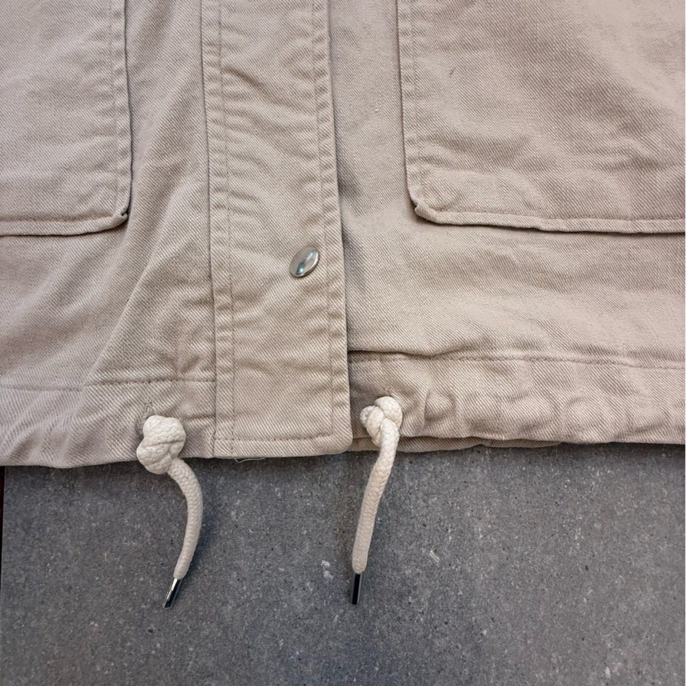 Londunn + Missguided Tan Khaki Utility Jacket Trench Coat Logo Sleeves Size 8 - Picture 8 of 15